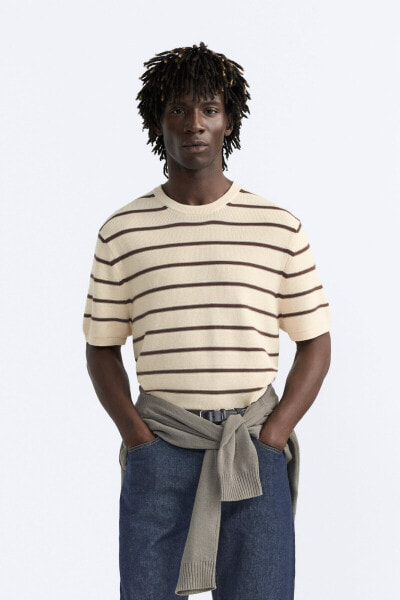 Striped knit t-shirt