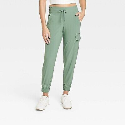 Women's Flex Woven Mid-Rise Cargo Joggers - All In Motion Green L