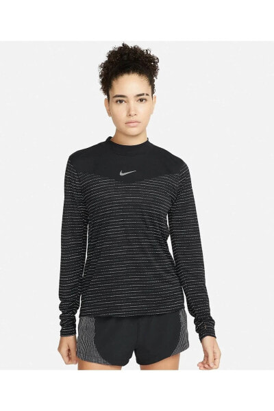 Футболка женская Nike Dri-fit Run Division Running Koşu Uzun Kollu Kadın Siyah T-shirt DD6821-010