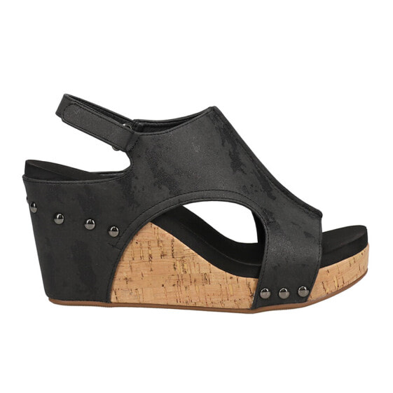 Corkys Tiffanee Wedge Womens Black Casual Sandals 41-0266-BKME