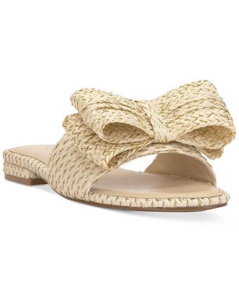 Avrena Woven Bow Slide Flat Sandals