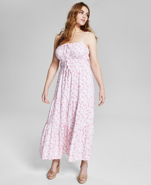 Women's Floral-Print Smocked Maxi Dress, Created for Macy's