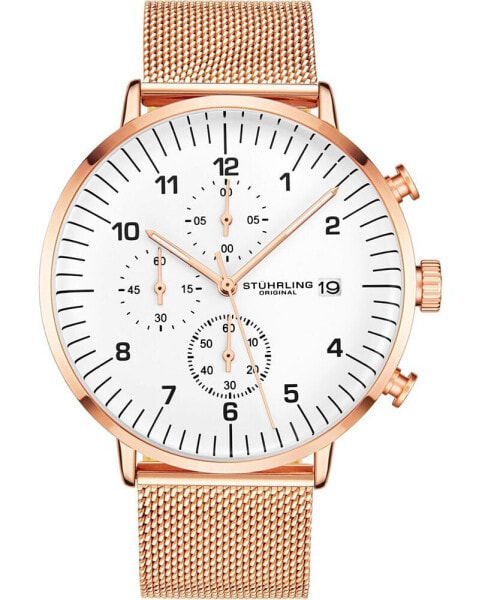 Men's Rose Gold-Tone Mesh Bracelet Chrono Watch 42mm