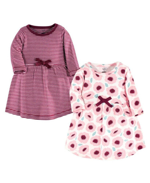 Baby Girls Baby Organic Cotton Long-Sleeve Dresses 2pk, Blush Blossom