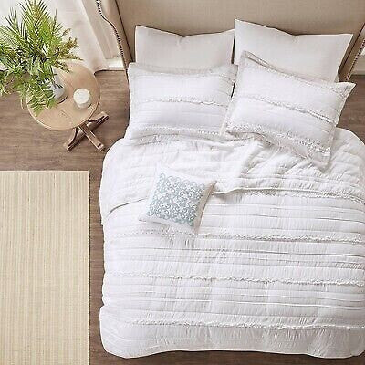 Alexis Ruffle Quilted Coverlet Set (Full/Queen) White - 4pc