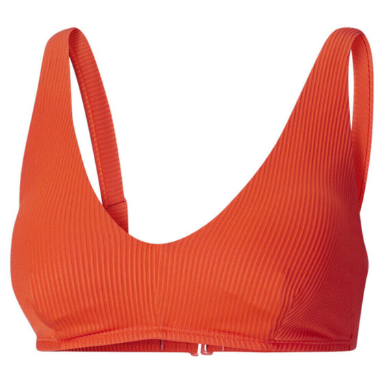Puma 1Pc Plunge Ribbed Bikini Top Womens Orange Casual Athletic 85925902
