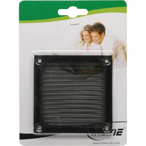 InLine Fan grid aluminum filter - black - 92x92mm