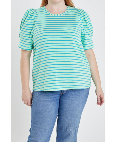 Women's Plus Size Stripe Women Knit Shirt