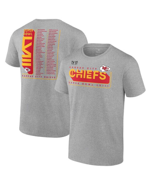 Men's Heather Gray Kansas City Chiefs 2023 AFC Champions Two-Sided Roster Big and Tall T-shirt
