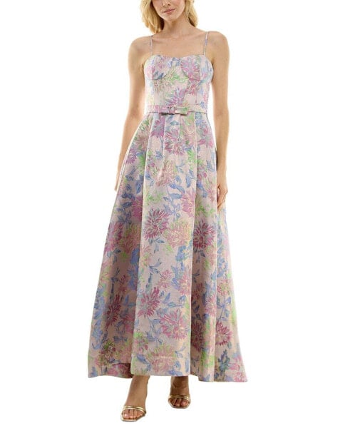 Women's Metallic Floral-Jacquard Gown