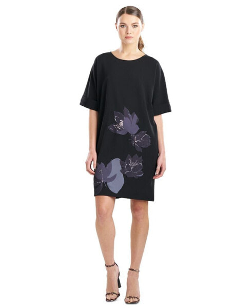 Women's Floral Round-Neck Short-Sleeve Dress