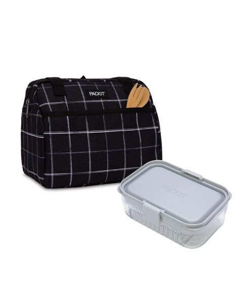Freezable Hampton Lunch Bag and Mod Lunch Bento Set, 5 Piece