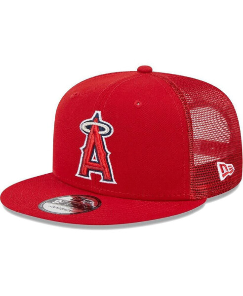 Men's Red Los Angeles Angels Team Color Trucker 9FIFTY Snapback Hat