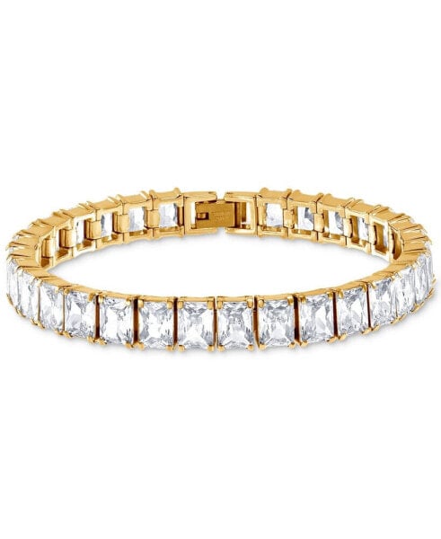 Men's Cubic Zirconia Baguette Tennis Bracelet in Stainless Steel