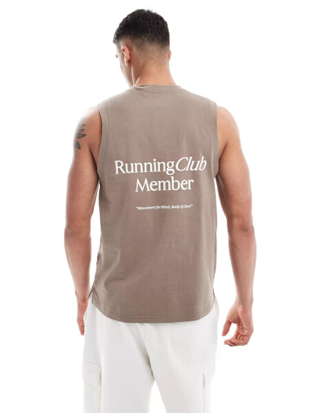 ASOS 4505 Running club tank back print in clay