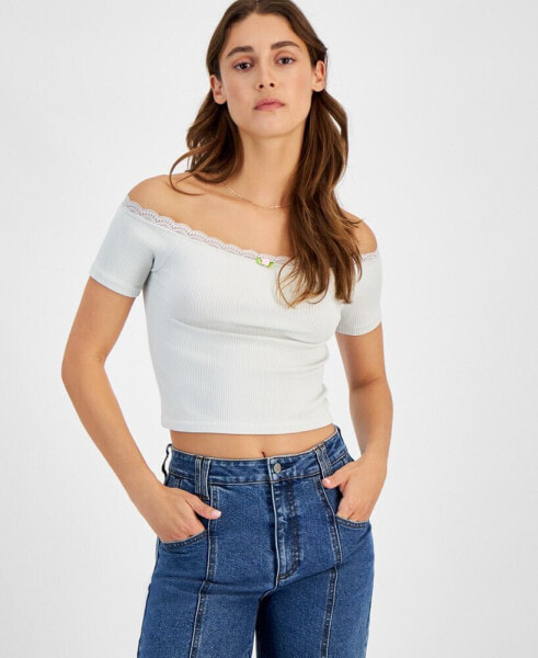 Juniors' Off-The-Shoulder Long-Sleeve Top