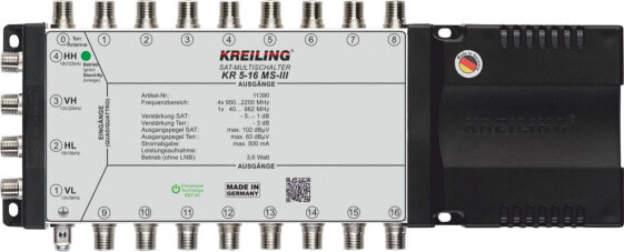 Kreiling KR 5-16 MS-III - 5 inputs - 16 outputs - 950 - 2200 MHz - 40 - 862 MHz - 90-265 V - 102 dB?V