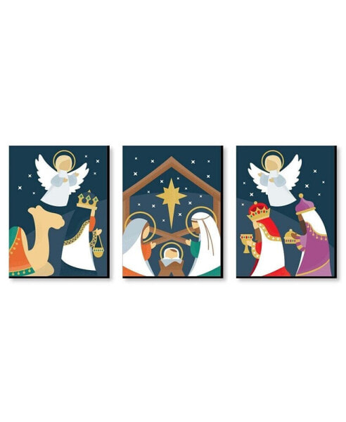 Holy Nativity - Religious Christmas Wall Art Room Decor 7.5 x 10 in - Set of 3
