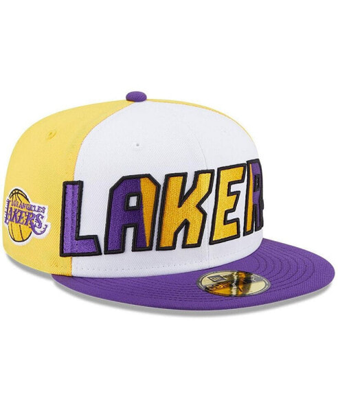 Men's White, Purple Los Angeles Lakers Back Half 9FIFTY Fitted Hat