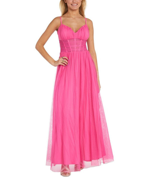 Juniors' Sweetheart-Neck Sleeveless Gown