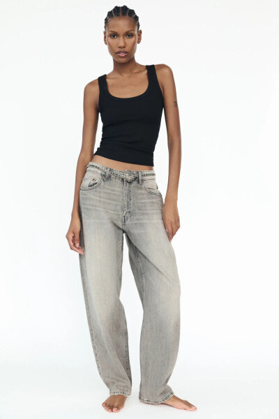 MID-RISE TAILORED BALLOON JEANS