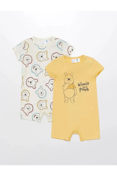 LCW baby Bisiklet Yaka Winnie the Pooh Baskılı Unisex Bebek Tulum 2'li