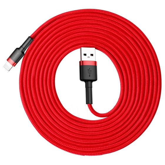 Wytrzymały nylonowy kabel przewód USB - iPhone Lightning QC3 3m - czerwony