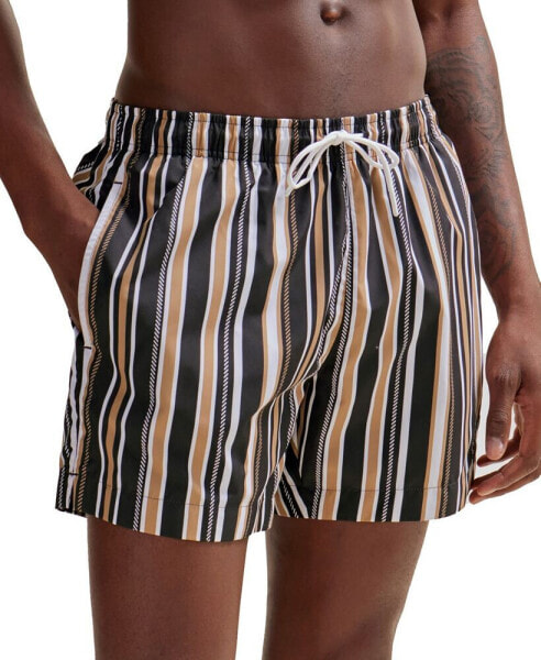 Men's Quick-Dry Fabric Striped Swim Shorts