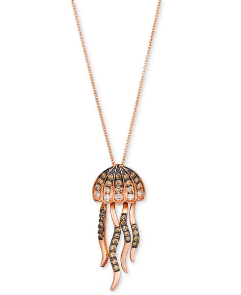 Le Vian chocolatier® Chocolate Ombré Diamond & Chocolate Diamond Jellyfish 20" Adjustable Pendant Necklace (3/8 ct. t.w) in 14k Rose Gold