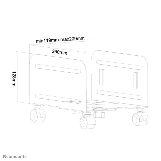 Neomounts by Newstar cpu holder - Cart CPU holder - Tower - 10 kg - Black - China - 12 cm