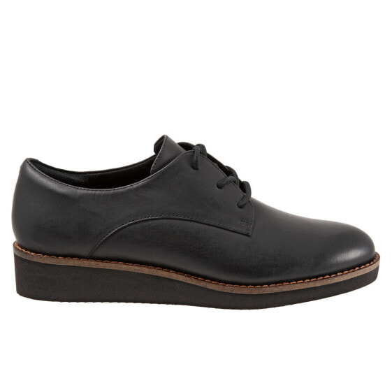 Softwalk Willis S1811-008 Womens Black Narrow Leather Oxford Flats Shoes