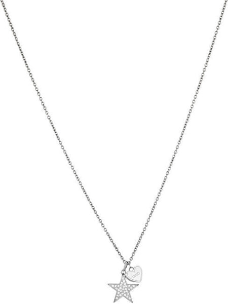 Steel necklace with star LJ1404