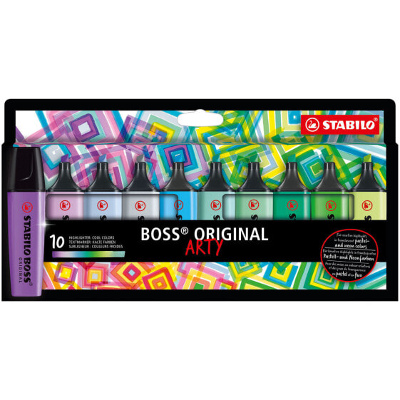 Фломастеры STABILO Набор флуоресцентных маркеров Stabilo Boss Original Arty 10 Предметов Разноцветный