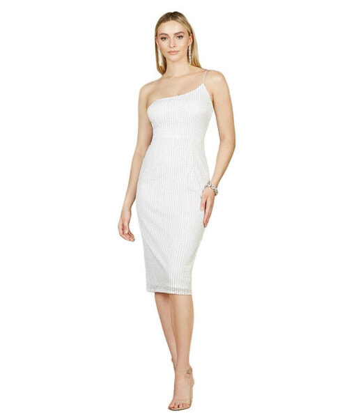 Women's - One Shoulder Midi Cocktail Dress