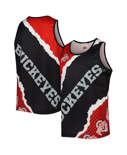 Men's Black, Scarlet Ohio State Buckeyes Jumbotron 2.0 Sublimated Tank Top