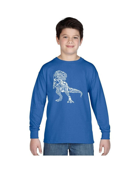 Big Boy's Word Art Long Sleeve T-shirt - Dino Pics