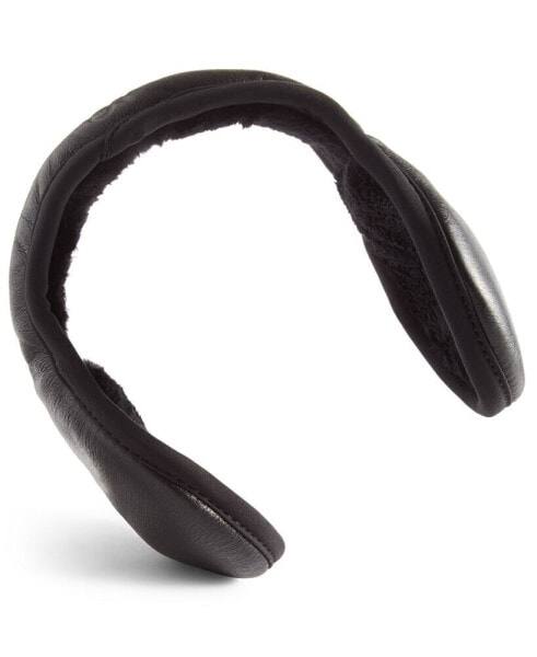 Men's Black Leather Ear Warmers