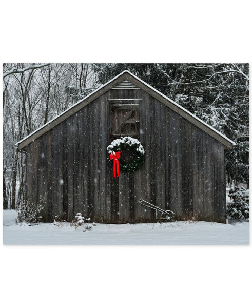 Kurt Shaffer 'Christmas Barn in the Snow' Canvas Art - 35" x 47"