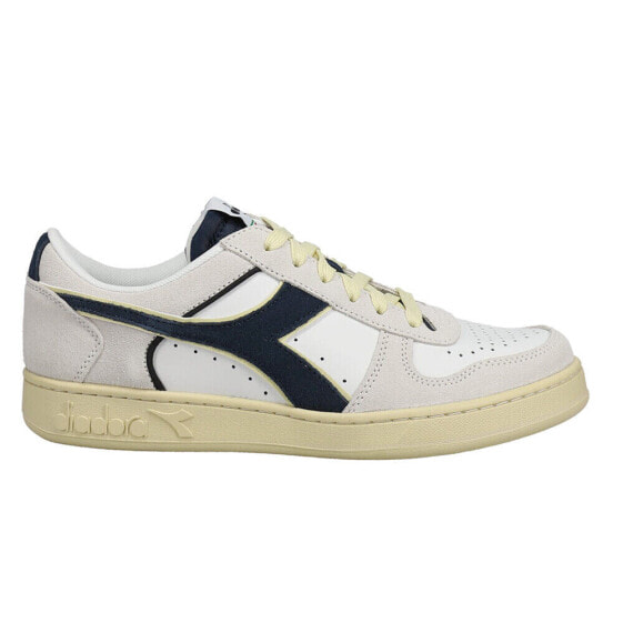 Diadora Magic Basket Low Suede Leather Lace Up Mens Blue, Grey, White Sneakers