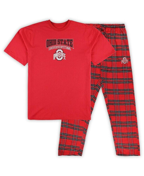 Men's Scarlet, Black Ohio State Buckeyes Big and Tall 2-Pack T-shirt and Flannel Pants Set