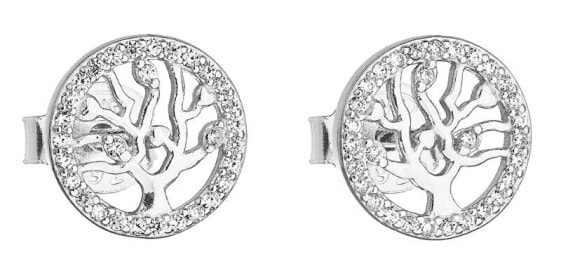Серебряные серьги Древо жизни с цирконом 11218.1