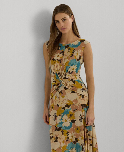 Women's Floral Twist-Front Jersey Dress