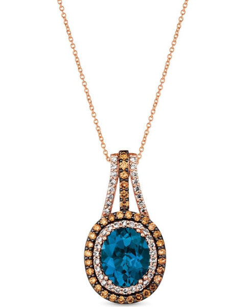 Le Vian deep Sea Blue Topaz (4 ct. t.w.) & Diamond (7/8 ct. t.w.) 18" Pendant Necklace in 14k Rose Gold