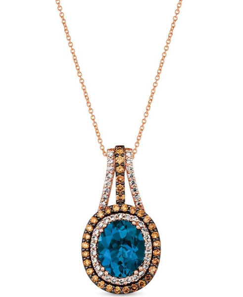 Deep Sea Blue Topaz (4 ct. t.w.) & Diamond (7/8 ct. t.w.) 18" Pendant Necklace in 14k Rose Gold