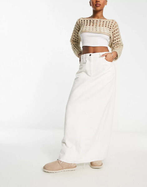 COLLUSION long maxi denim skirt in white