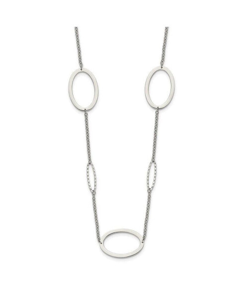 Chisel stainless Steel Polished Fancy Oval Link 38 inch Necklace