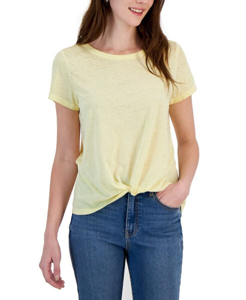 Juniors' Super Soft Burnout Twist-Front Tee