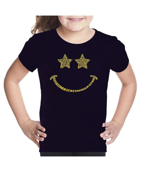 Big Girl's Word Art T-shirt - Rockstar Smiley