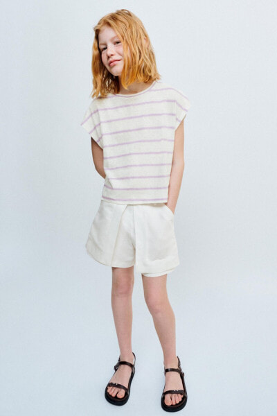 True neutrals striped linen blend t-shirt