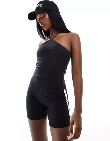 ASOS 4505 Court tennis halter neck vest with inner bra in black